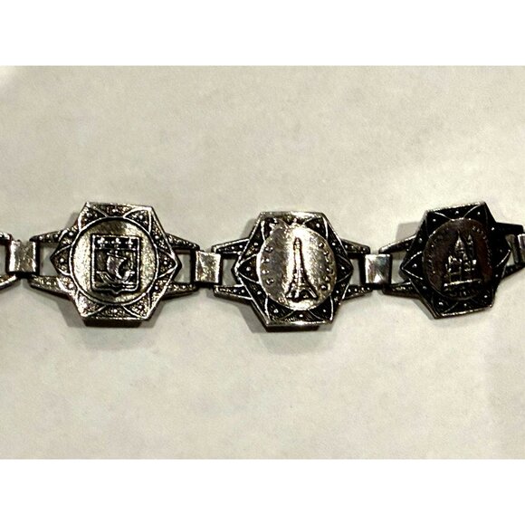 FILIGRANE DEPOSE ART DECOSILVER BRACELET PARIS EIFFEL TOWER FRANCE NOTRE DAME 7" - Picture 7 of 10